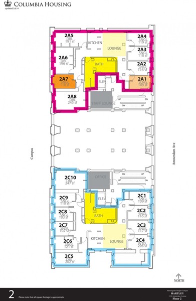 2nd Floor Floor Plan - Hartley Hall Second Floor