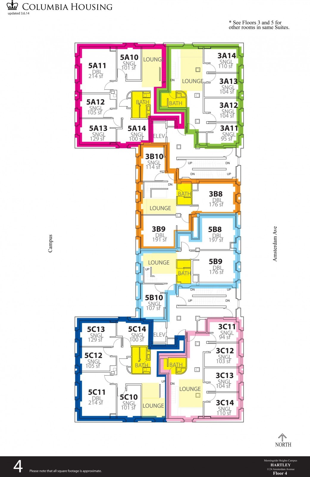 4th Floor Floor Plan - Hartley Hall Fourth Floor