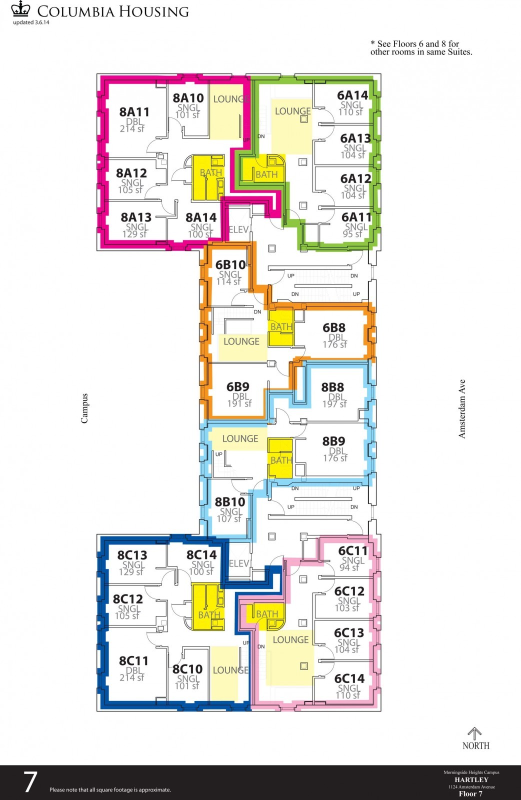 7th Floor Floor Plan - Hartley Hall Seventh Floor
