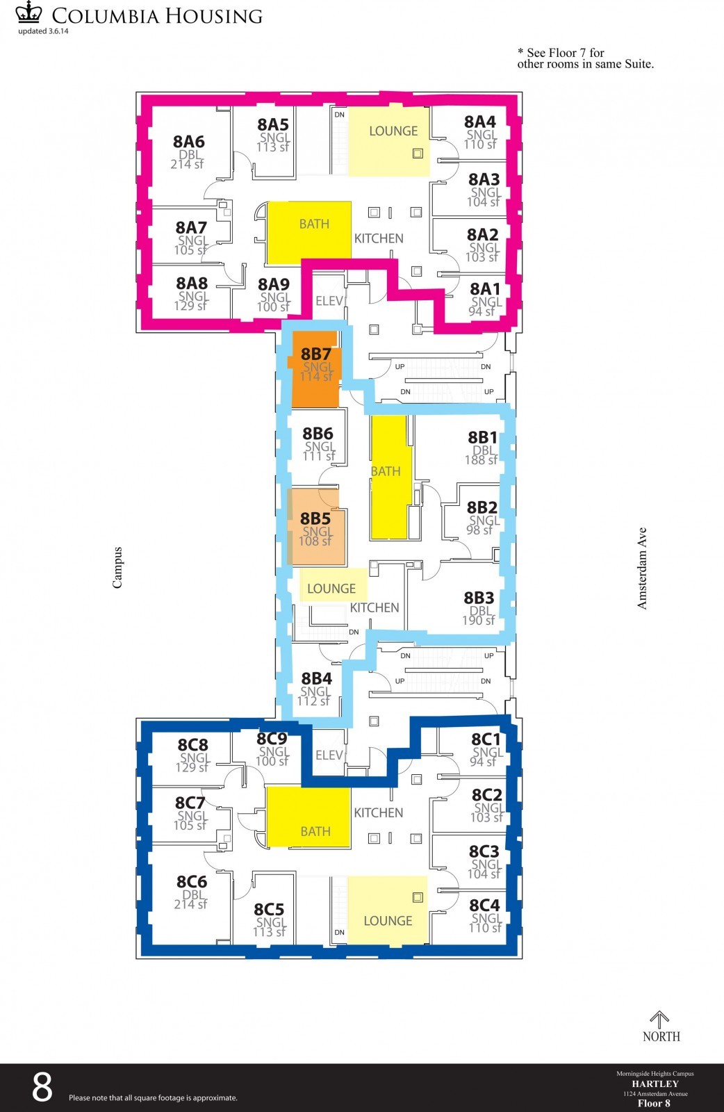 8th Floor Floor Plan - Hartley Hall Eighth Floor