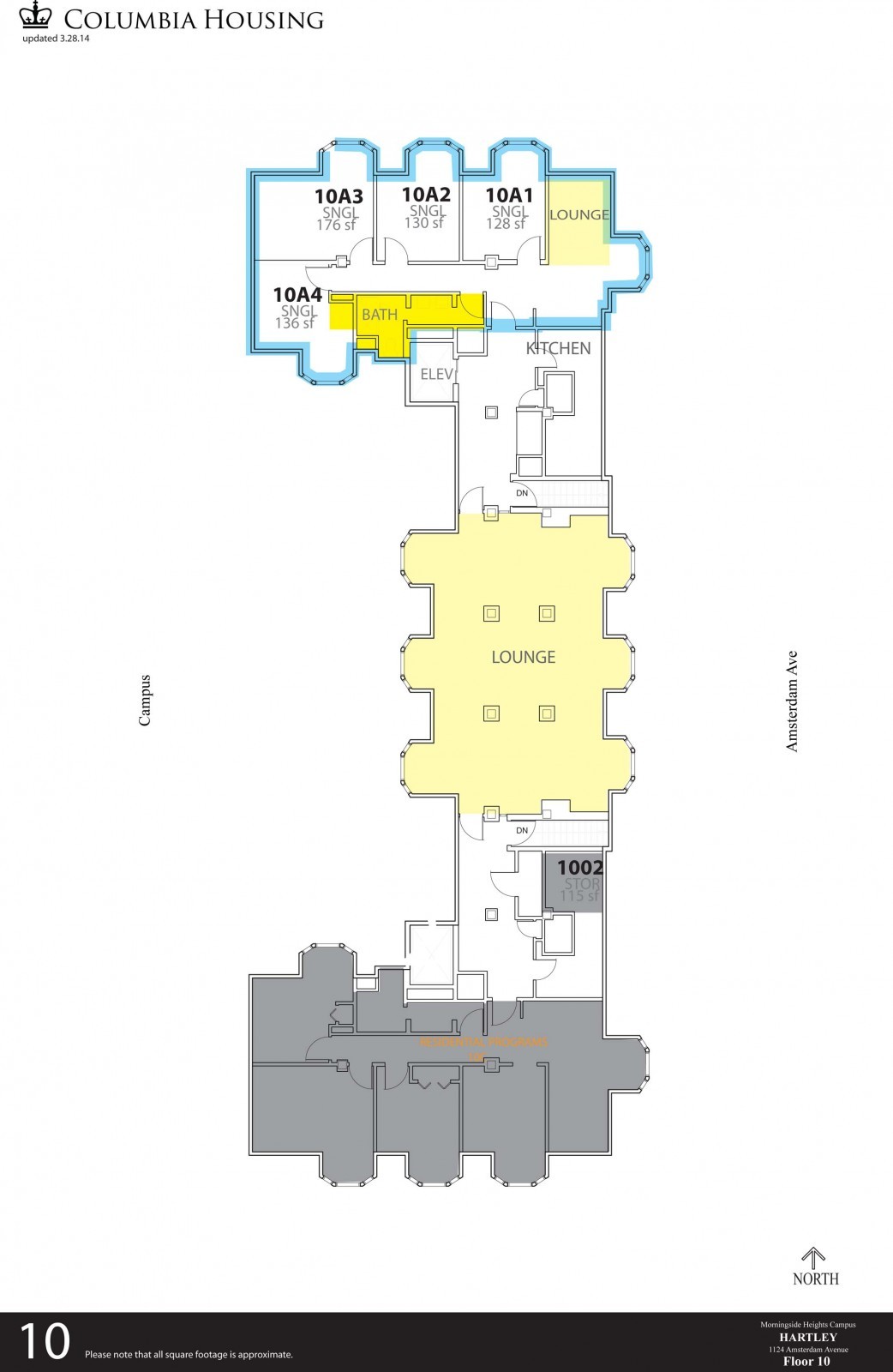 10th Floor Floor Plan - Hartley Hall Tenth Floor