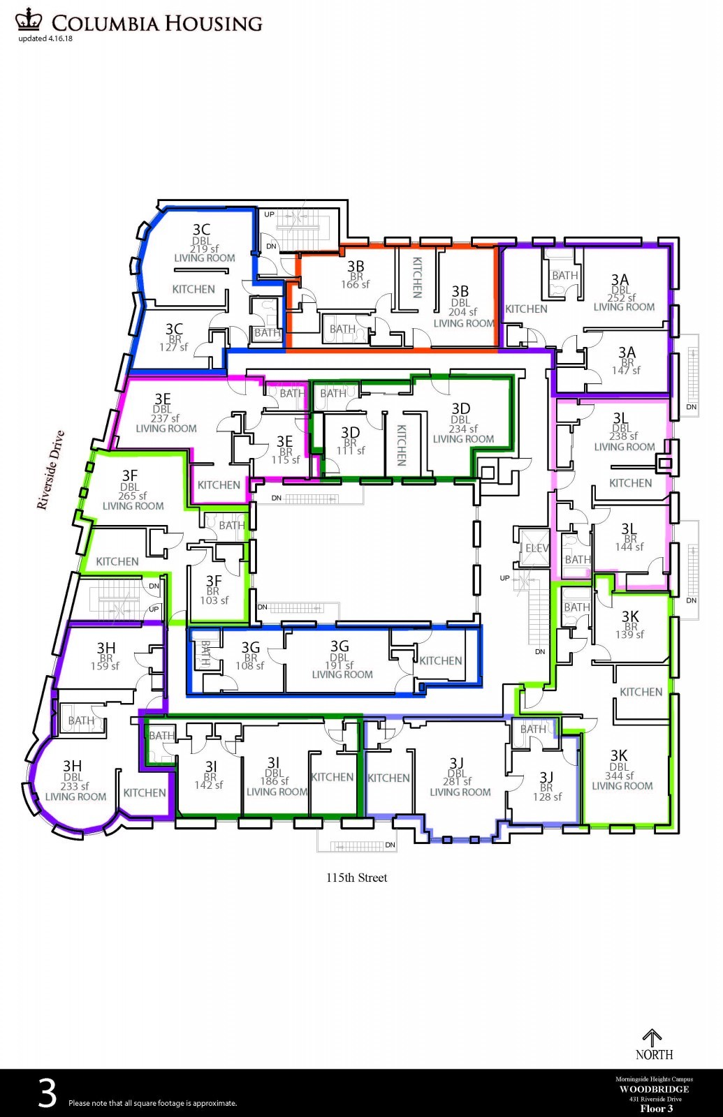 3rd Floor Floor Plan - Woodbridge Hall Third Floor