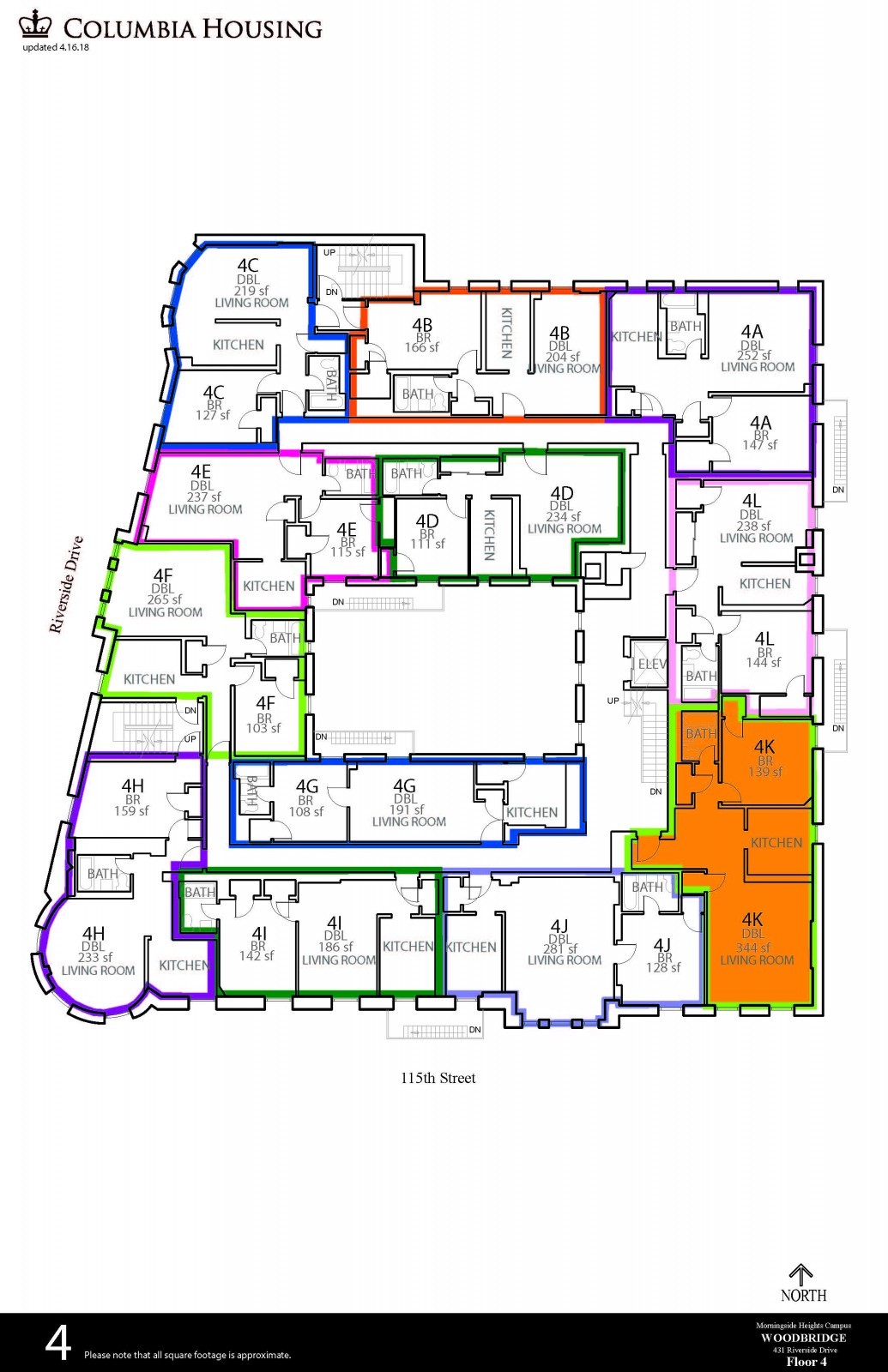 4th Floor Floor Plan - Woodbridge Hall Fourth Floor