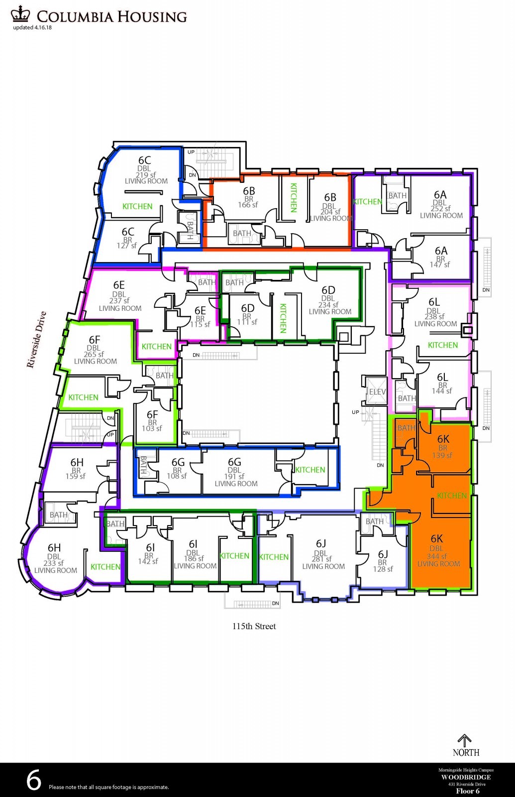 6th Floor Floor Plan - Woodbridge Hall Sixth Floor