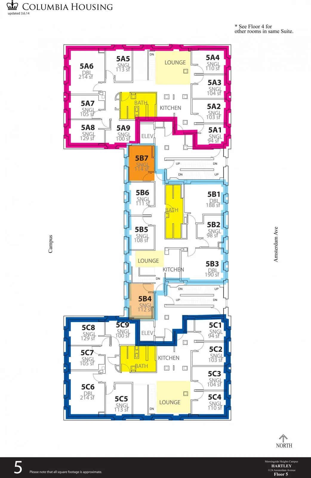 Floor Plan - Hartley Hall Fifth Floor