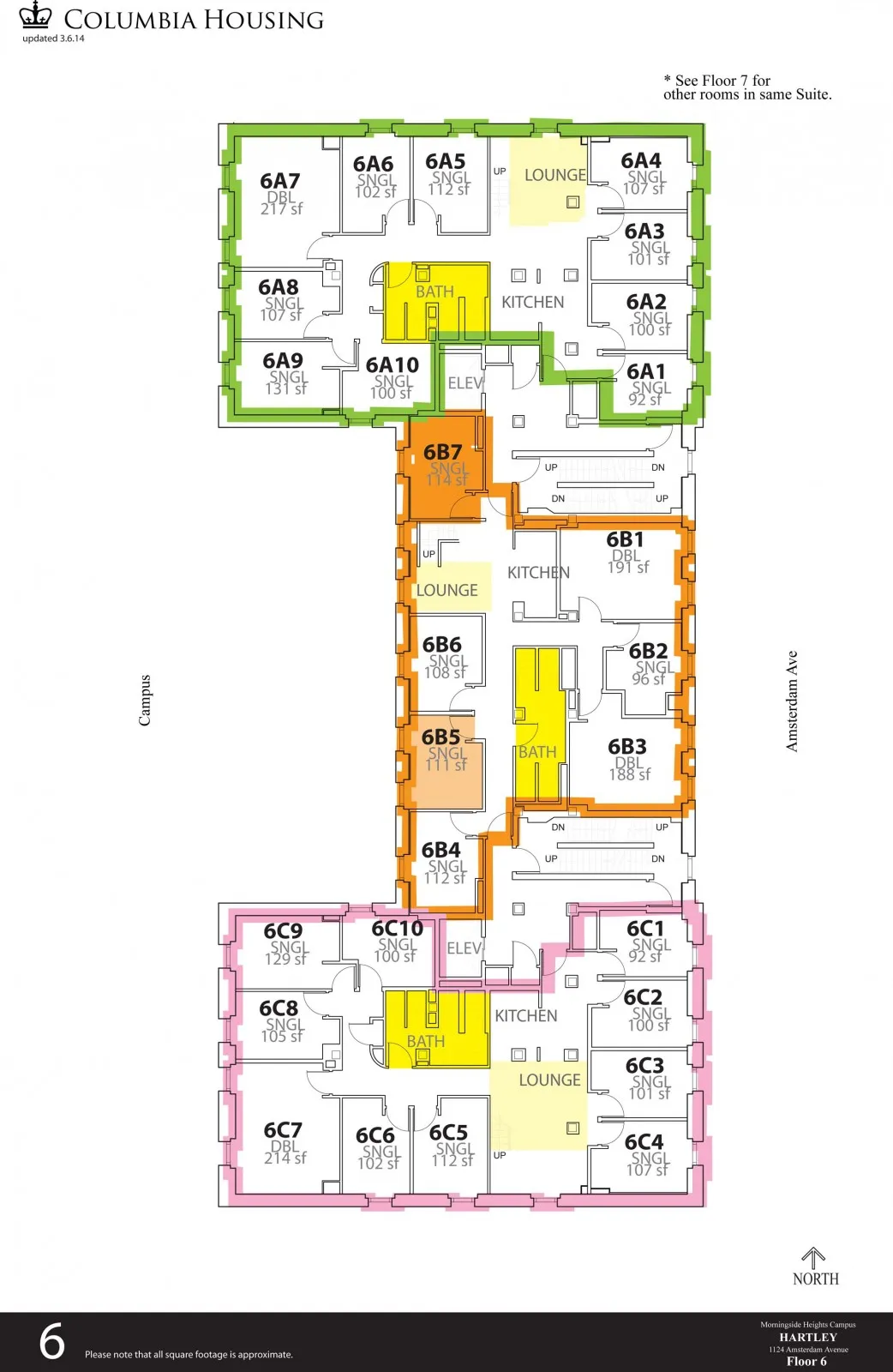 Floor Plan - Hartley Hall Sixth Floor