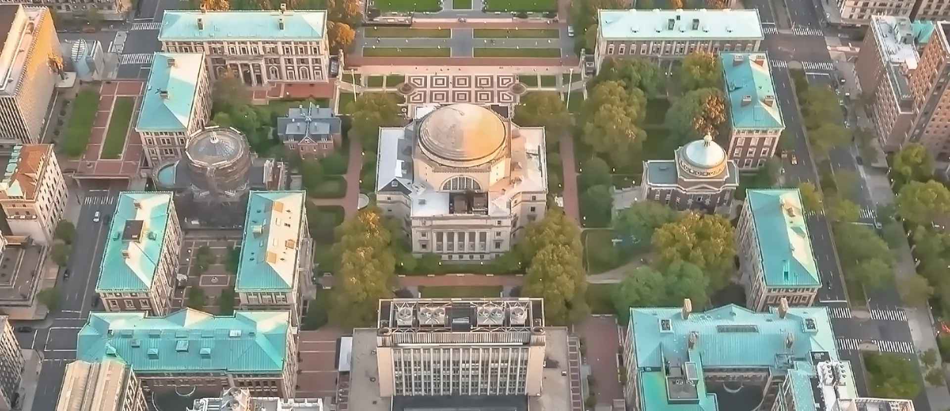 Aerial view of Columbia's campus