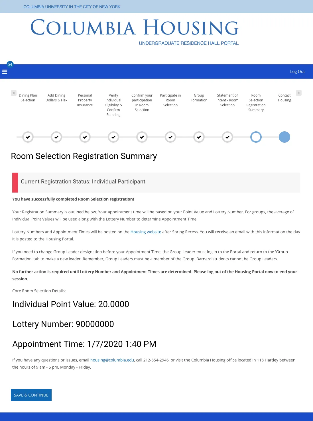 Individual Registration Summary